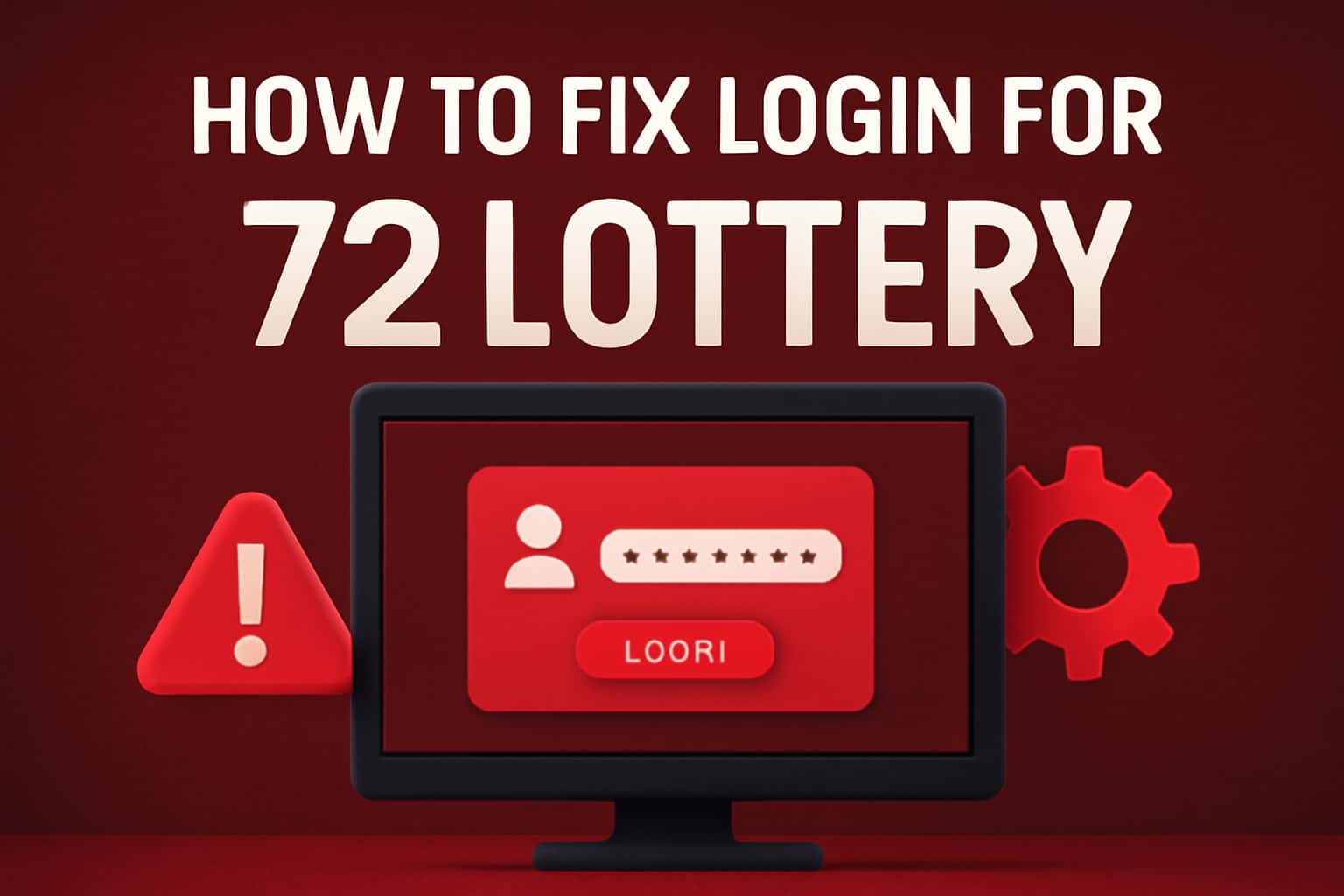 An informative scene showcasing the process of fixing login issues for the 72 Lottery platform.