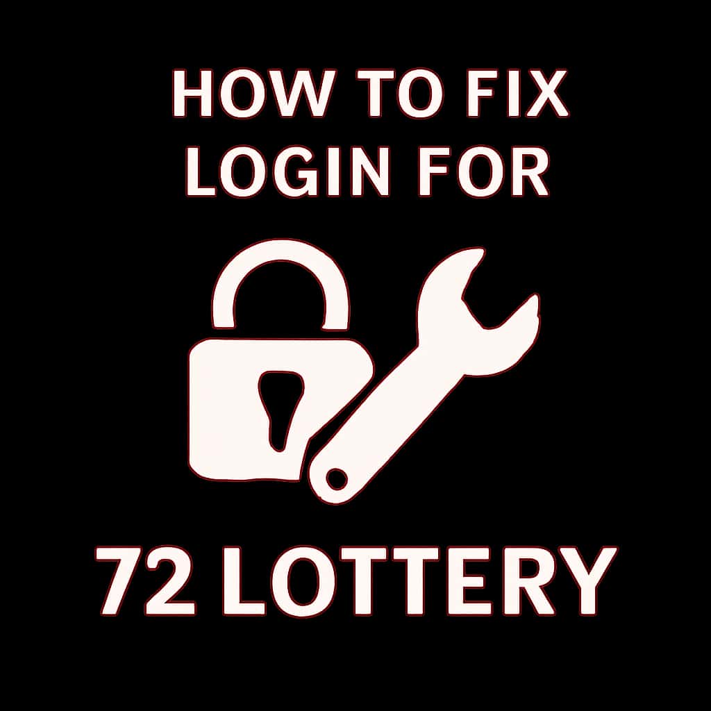 A badge representing guidance on fixing login issues for the 72 Lottery.
