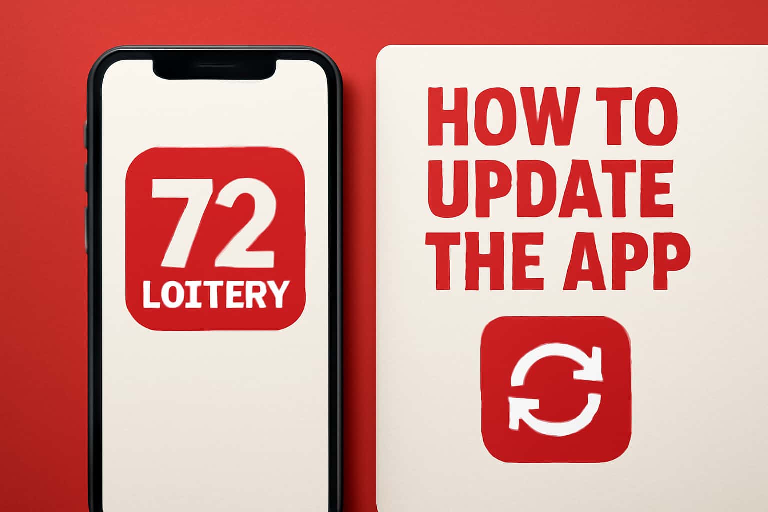 An informative graphic illustrating the process of updating the 72 Lottery App.