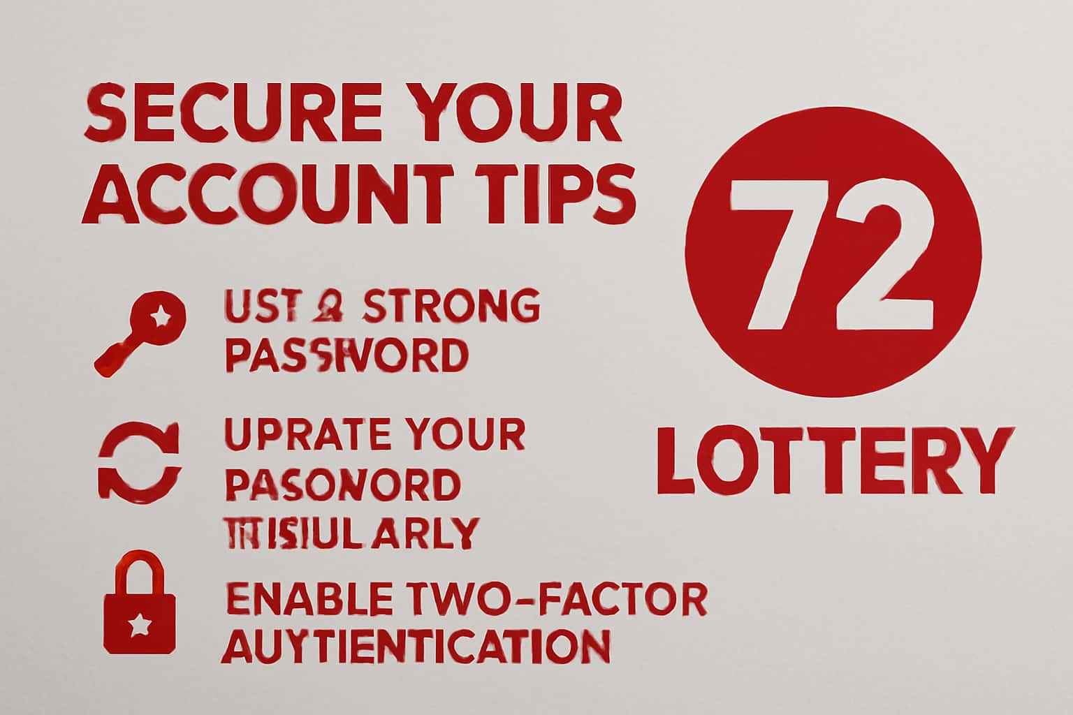 Informational scene illustrating tips for securing a 72 Lottery account.