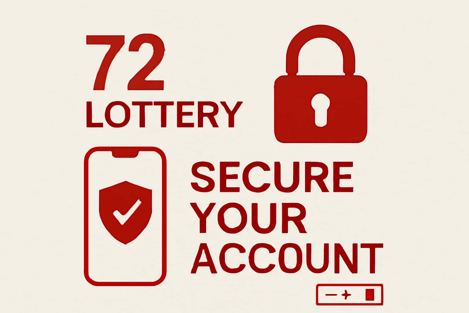 A digital representation of securing your 72 Lottery account with focus on security symbols and the text '72 Lottery'.