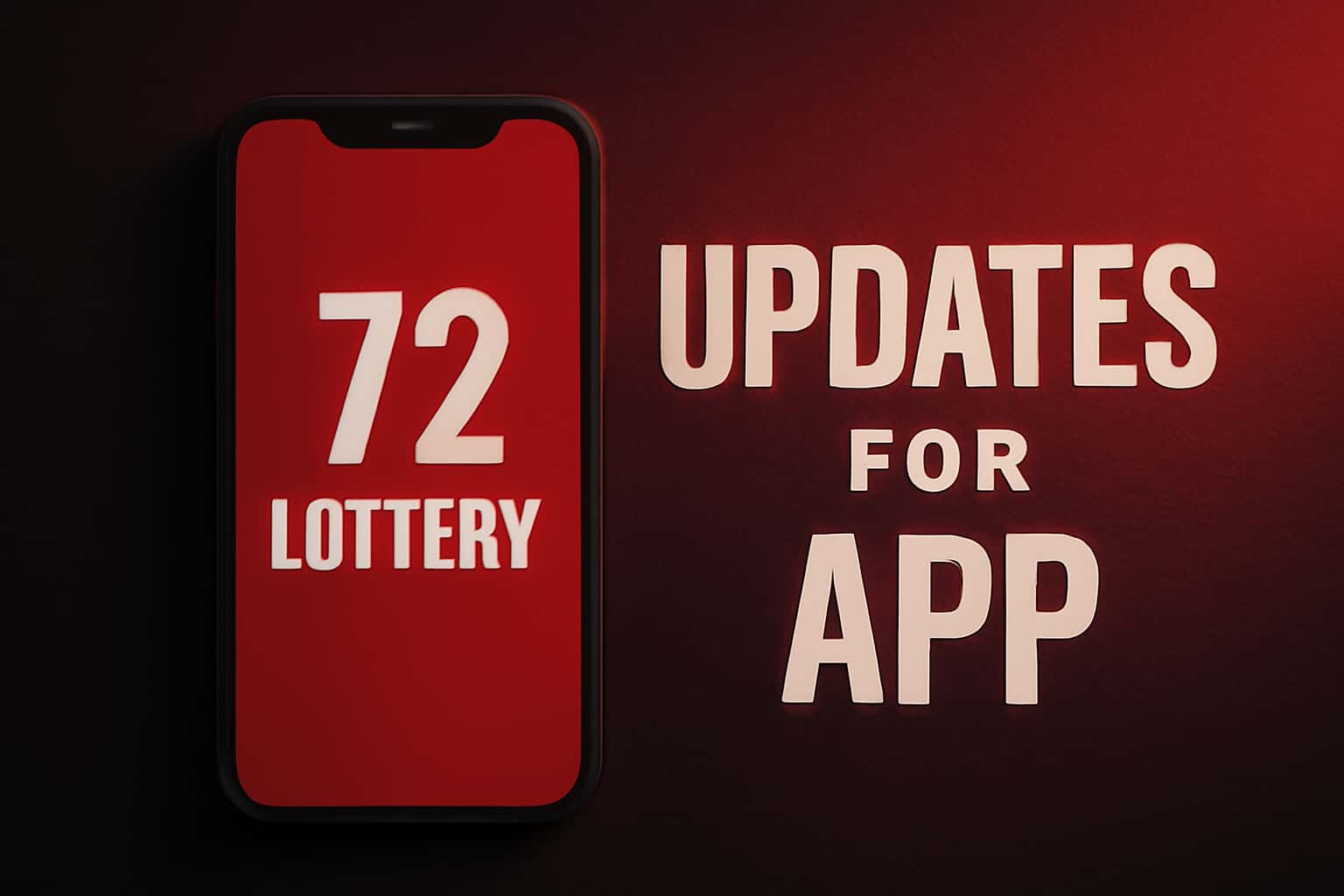 An abstract representation of the 72 Lottery App updates with a high-tech aesthetic in #cf2326.